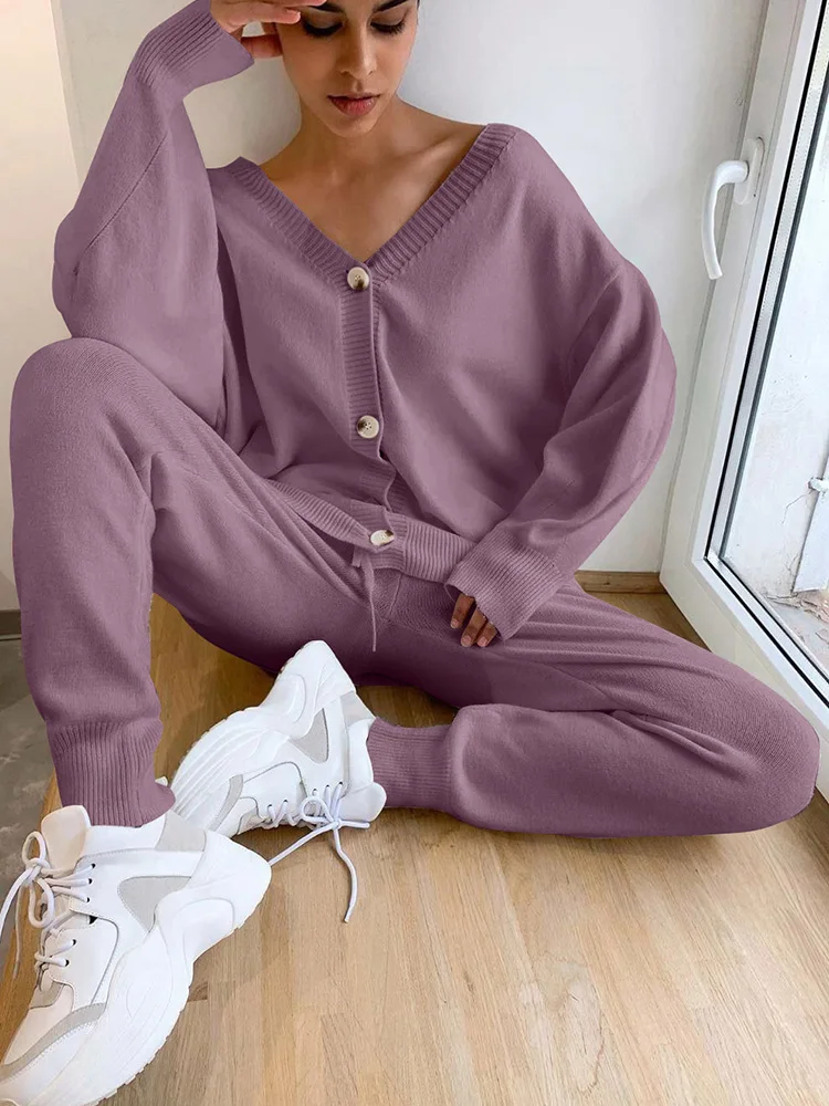 Fashion Women Sweater Pant Set Womens Pants Knit Sweater Set Women