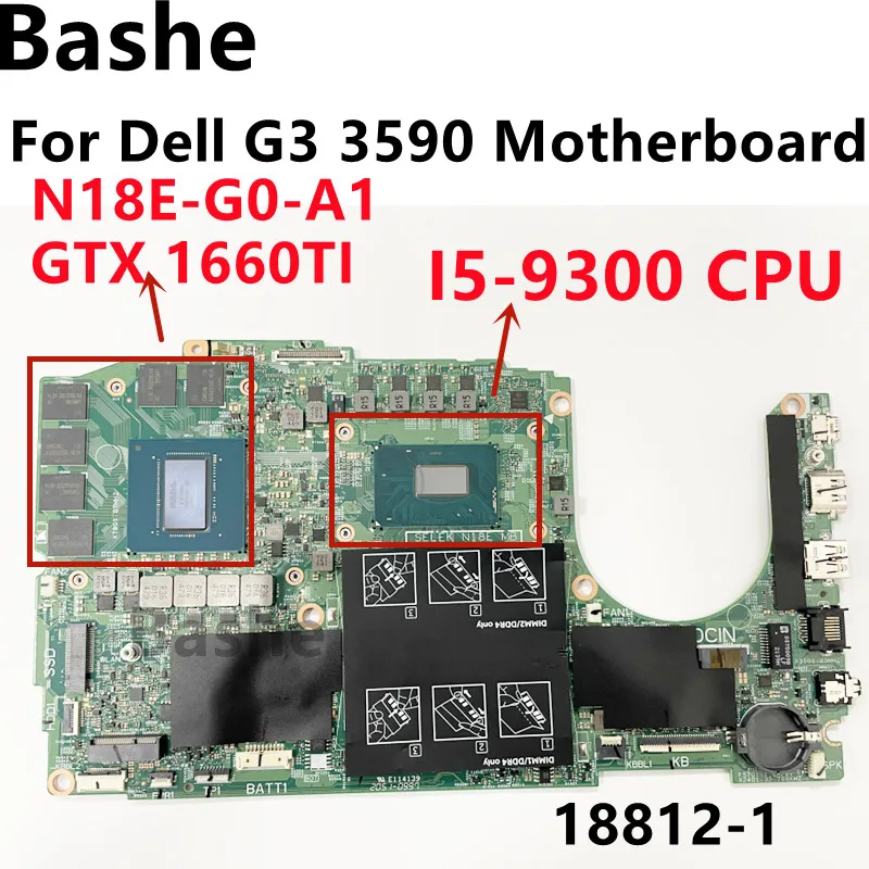 

For Dell G3 3590 Laptop Motherboard,18812-1 Motherboard. With I5 9300H CPU.GTX1660TI N18E 100% Test work