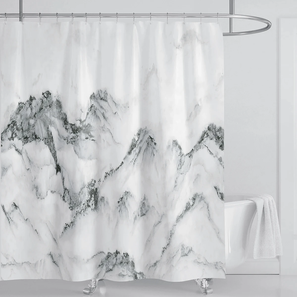 Marble Waterproof Shower Curtain Waterproof Shower Curtain for Bathroom Decor Printed Washable Shower Curtain with Hooks 6