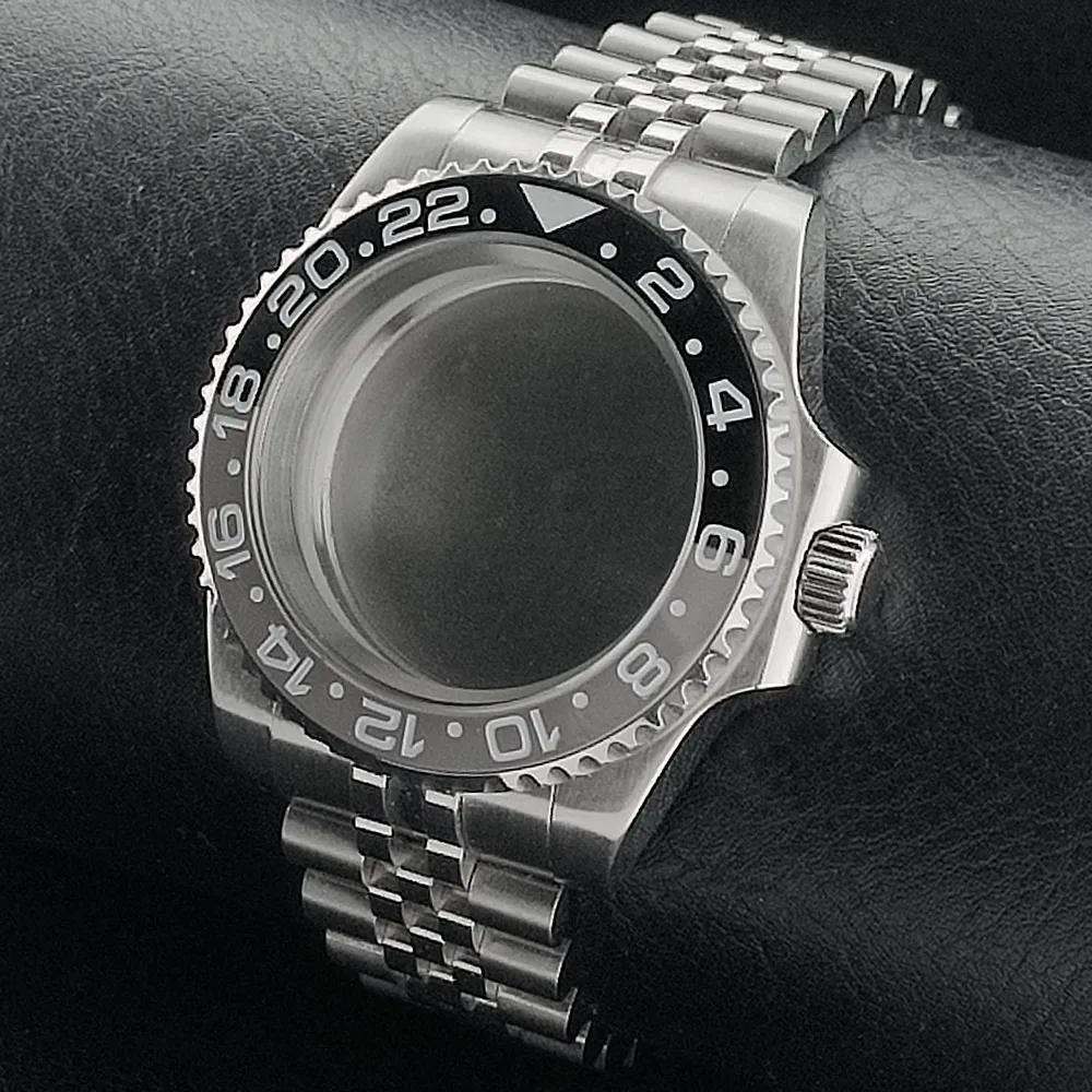Premium GMT Watch Case with Bidirectional Sapphire Bezel and Slide Buck, 40MM, 5Bar Water Resistance