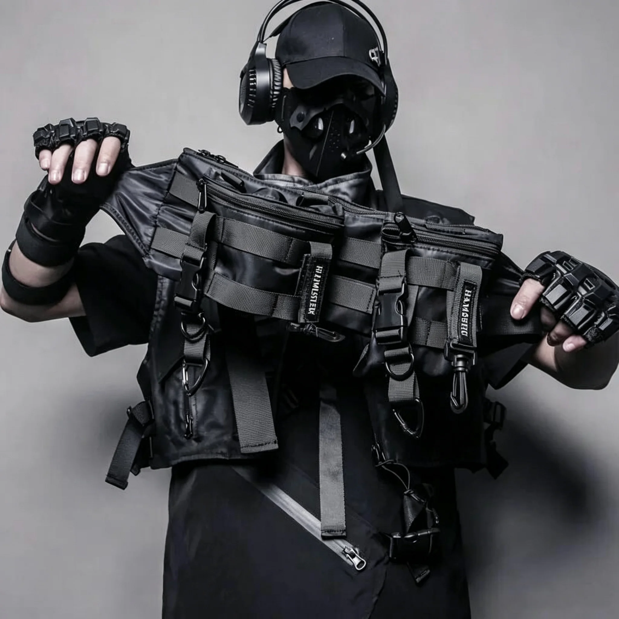 รูปสินค้า กระเป๋าผ้าสไตล์ Techwear ผู้ชายผู้หญิง ถอดได้ ใส่สบาย พร้อมกระเป๋า Crossbody