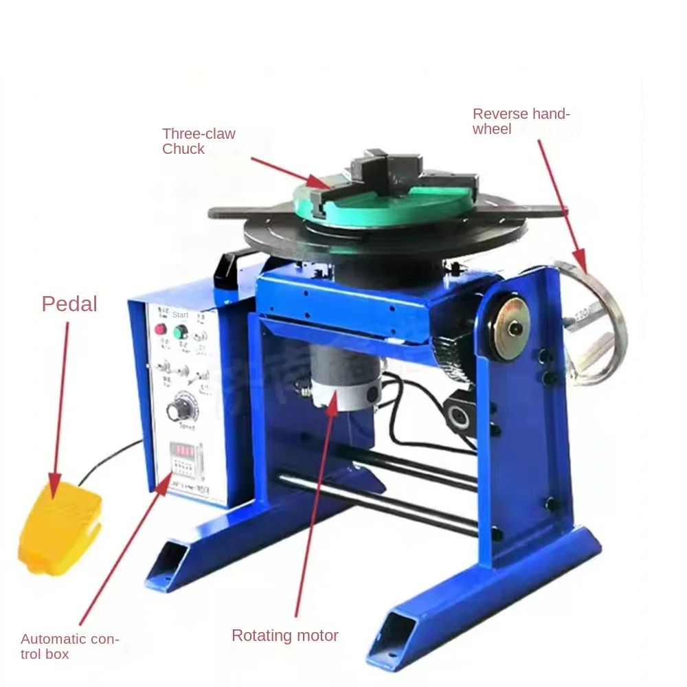 220V BWJ-30 30KG Welding Positioner With 200MM Mini Chuck With Foot Switch Welding Turntable 2