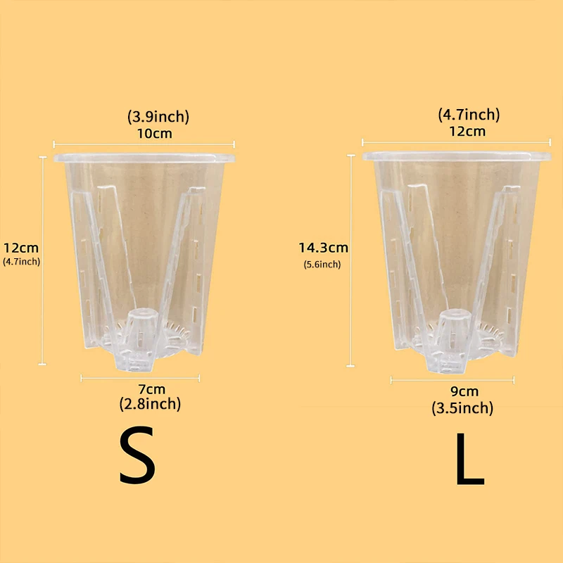 10cm 5Pcs Transparent Flower Pot Potted Phalaenopsis Orchid Green Plant Plastic Seedling Pot Orchid Gardening Supplies