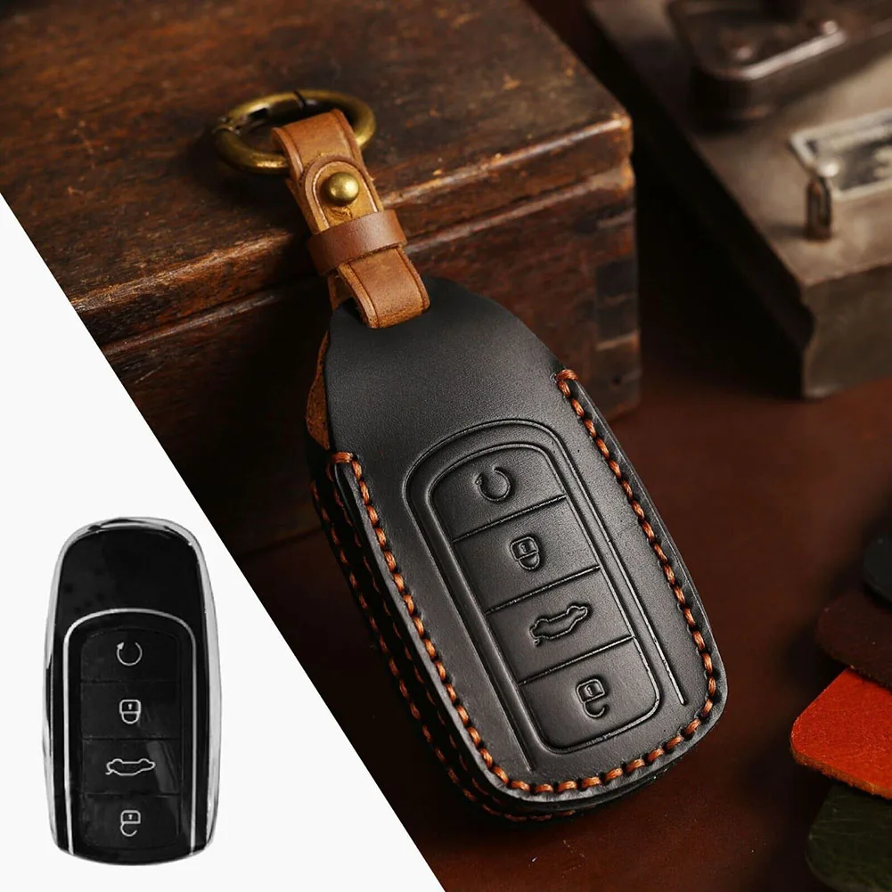 Parte Interna Auto Copertura Chiave Per Auto Custodia Portachiavi In Pelle Nera Di Lusso Per Chery Omoda 5 Grande Sensazione Di Tocco E Assorbimento D