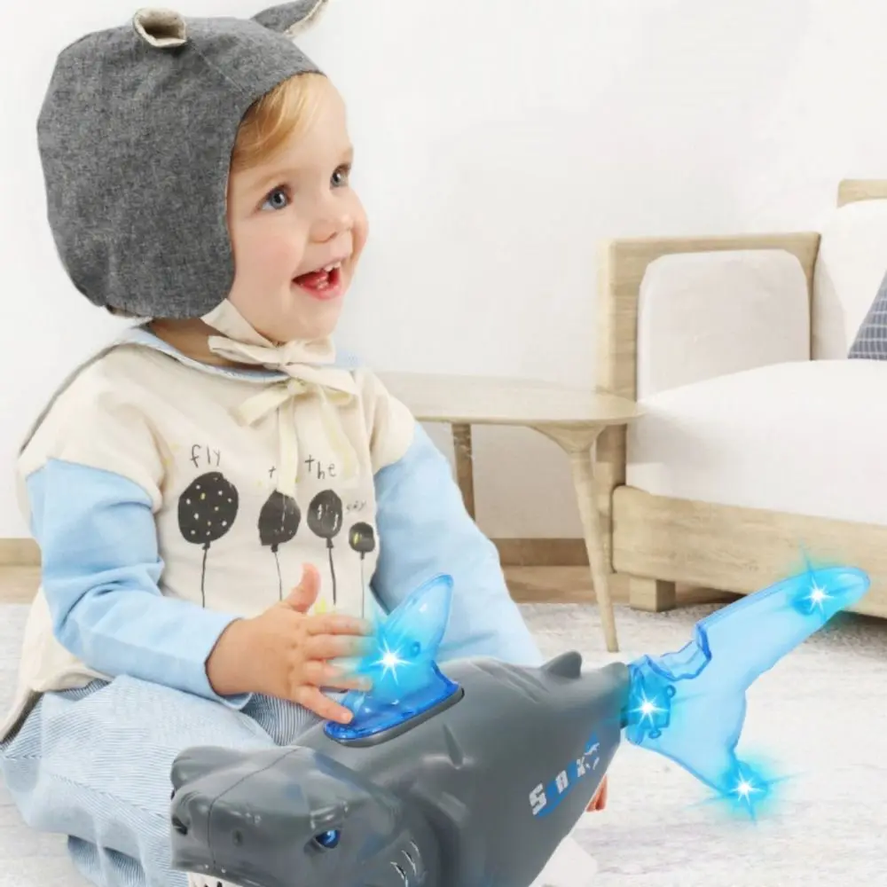 Plastic Swinging Shark Toy with Sound Light Crawling Interactive Shark Toy Collection Simulation Swaying Fish Toys Birthday Gift