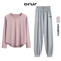 DRUR 2 pièces ensemble de course femmes survêtement léger ample à manches longues Sport chemise pantalon ensembles 2 pièces tenue de Sport vêtements de Sport vêtements de Sport 1