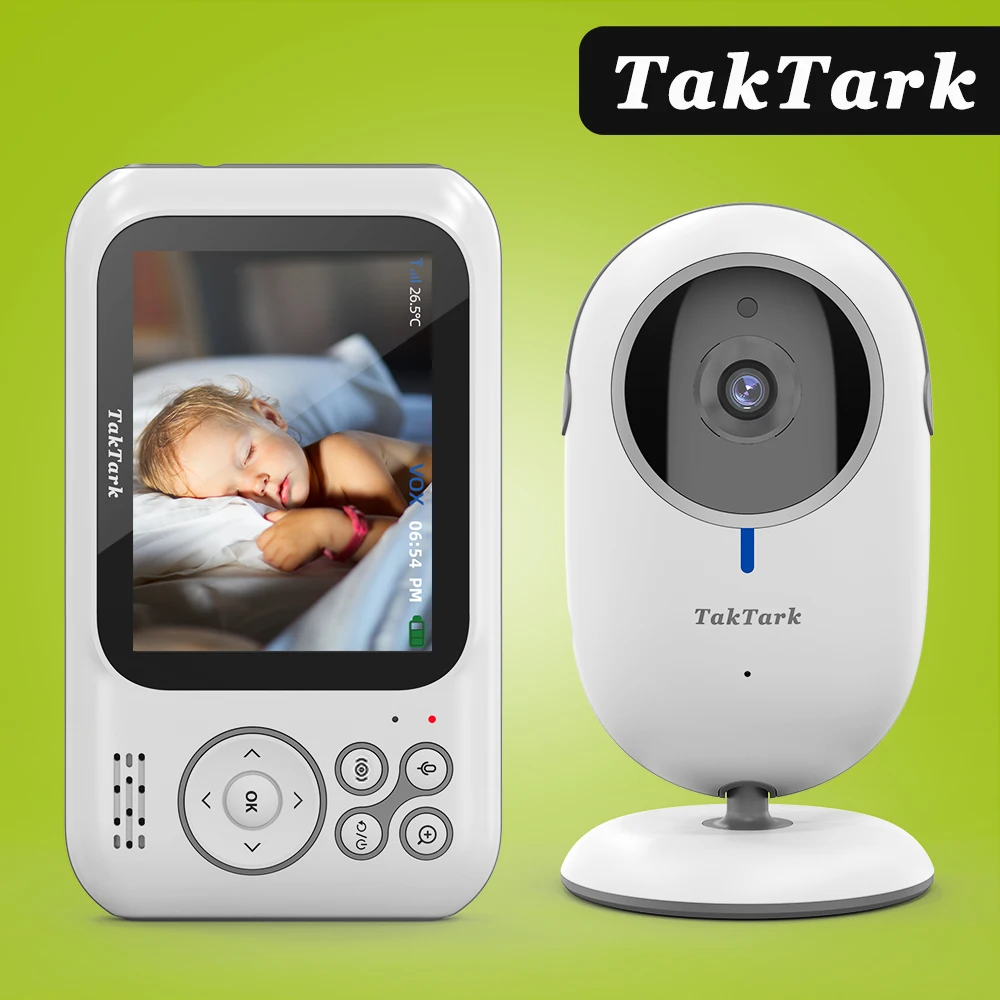 TakTark Monitores de bebé con cámara y audio, 4.3 pulgadas, sin Wi-Fi,  audio de 2 vías, visión nocturna, zoom digital, ahorro de energía VOX