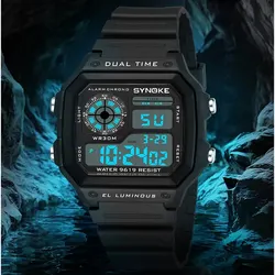 SYNOKE Unisex Luminous Multifunction Waterproof Sports Watch (Black)