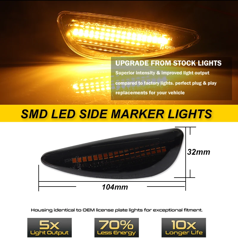 2PC Side Repeater Signal Lamp Sidemarker Assembly For Hyundai Solar Verna Accent
