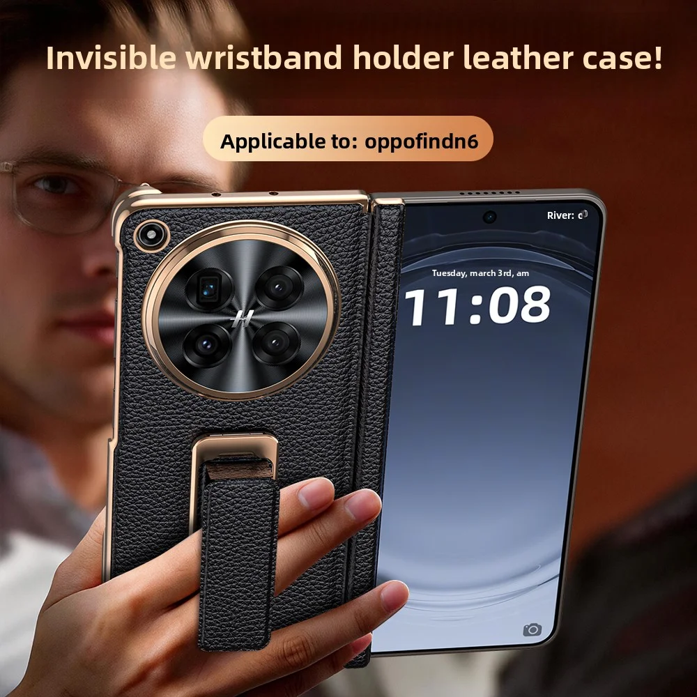Luxury PU Leather Skin Case with Wristband Holder and Stand - Protective Back Cover Shell
