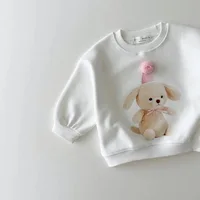 2024 Autumn New Baby Girl Long Sleeve Sweatshirt Cotton Girls Cartoon Sweatshirt Bunny Bear Print Children Pullover Baby Clothes 3