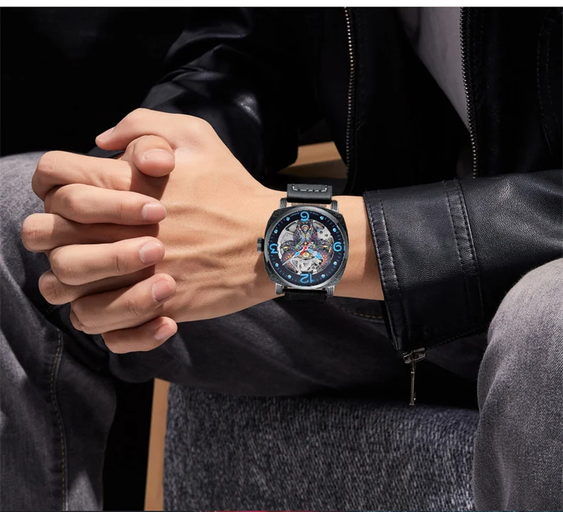 3D Color Bull Head Men's es  Waterproof Luminous Skeleton Automatic Mechanical  s_voghion.com