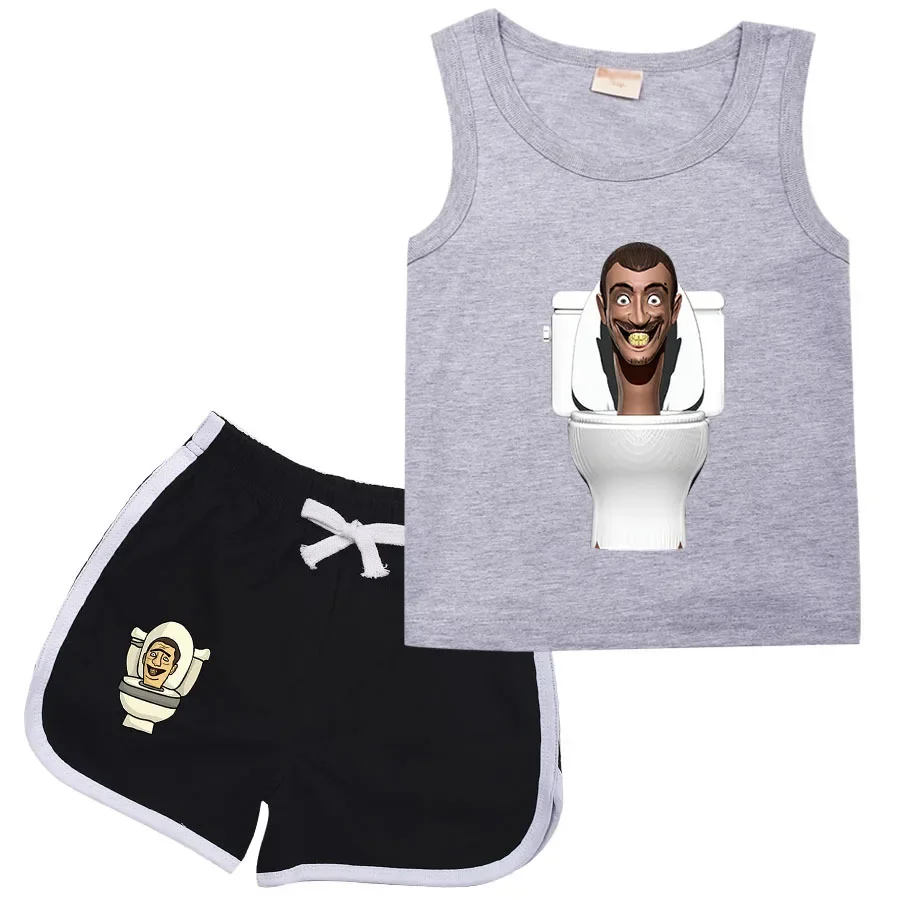

Skibidi Toilet Clothes Kids Camera TV Man T SHIRT Baby Boys Cotton Sleeveless Tops Shorts 2PCS Sets Girls Summer Fashion Outfits