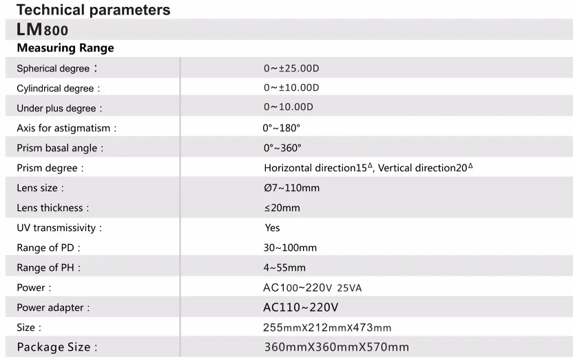 Digital Lensmeter Auto Lensometer Optical Focimeter Ophthalmic Equipment For Optometry Clinic Eye Hospital LM-800