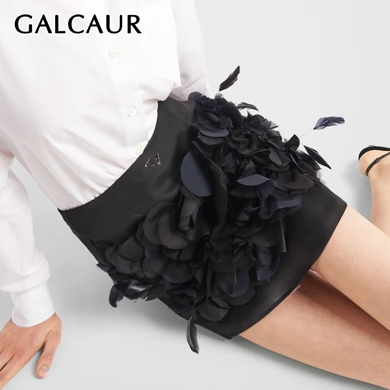 

Женская летняя мини-юбка с перьями, на молнии