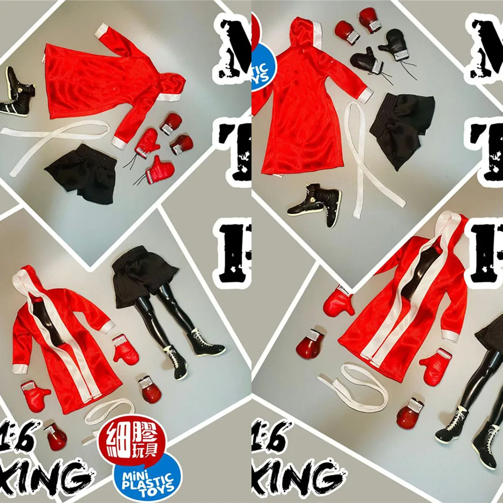 

M012 M013 1/6 Professional Red Boxing Fighting Robe Shorts Pugilism Gloves Clothes Set with Shoes for 12 inches Muscle Male Body