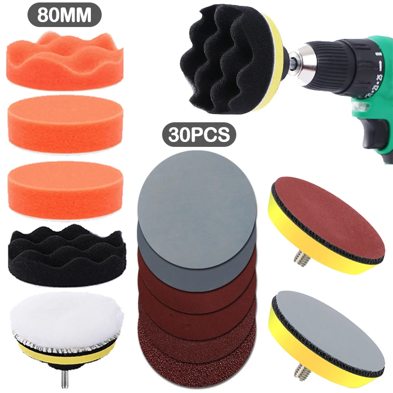 3/4/5'' Car Foam Buffing Pads Car Polishing Pad Kit Car Polisher Sponge  Foam Pads Buffing Wax Polisher Set Drill Polishing Kit - AliExpress