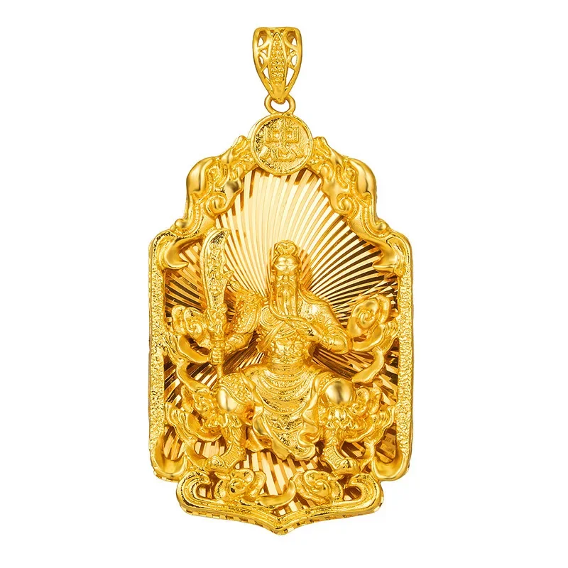 

Полый кулон Гуань гонг из настоящего 18-каратного золота для мужчин, обручальный кулон на день рождения, свадьбу, золотой кулон 999 с цепочкой, Изящные Ювелирные изделия, подарки