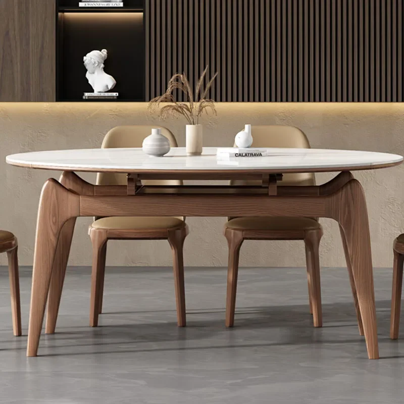 Oval Nordic Marble Dining Table Heat Resistance Minimalist