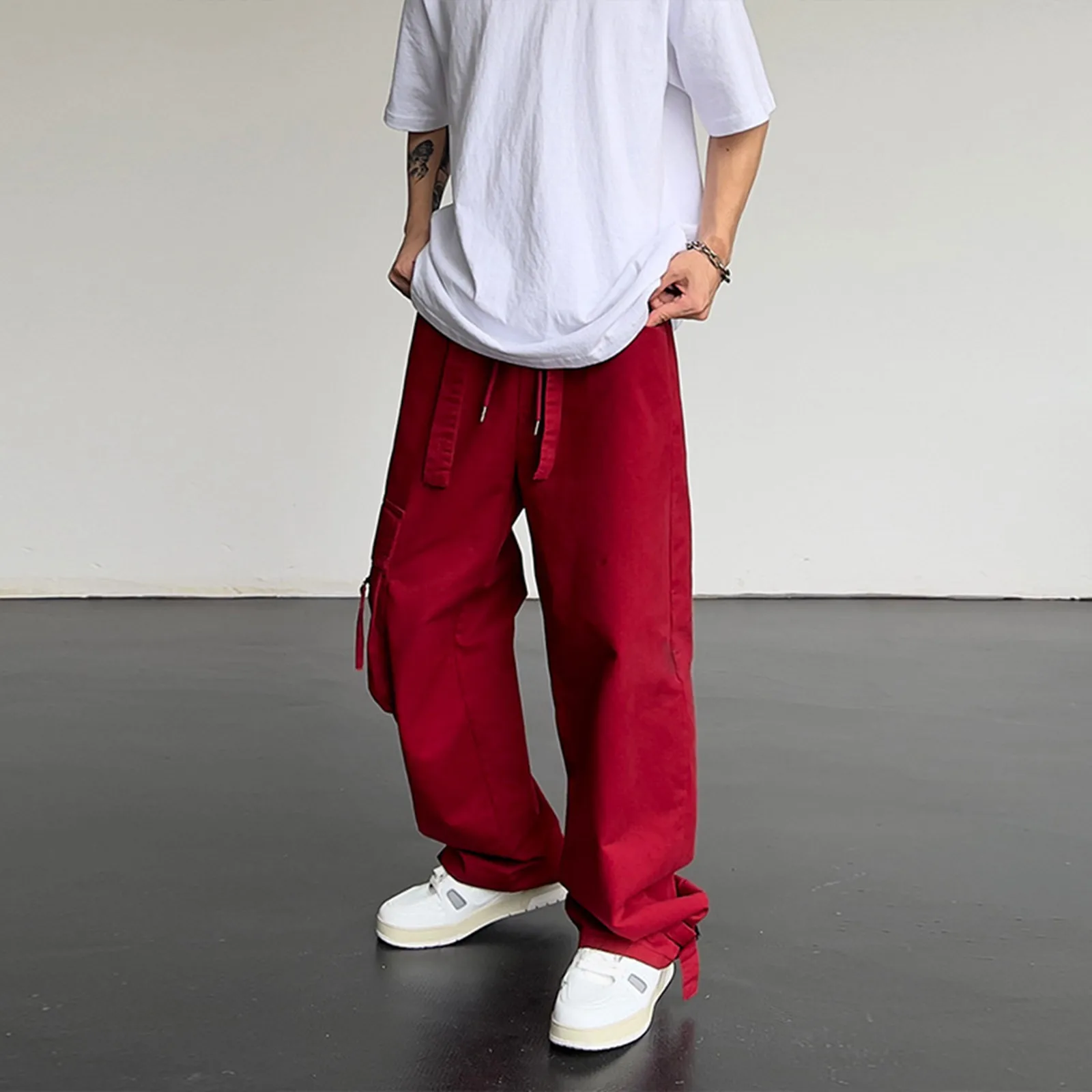 

Men'S Hip Hop Cargo Pants Men'S High Street Vintage Loose Straight Leg Wide Leg Casual Trendy American Style Pants