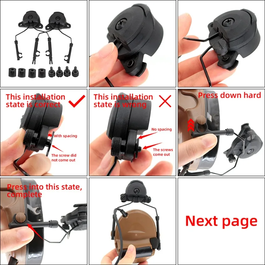 Wendy Tactical Helmet Rail Mount 1.0/2.0 for Tactical Headset COMTAC II III Airsoft Shooting Headset Hearing Protection Earmuffs