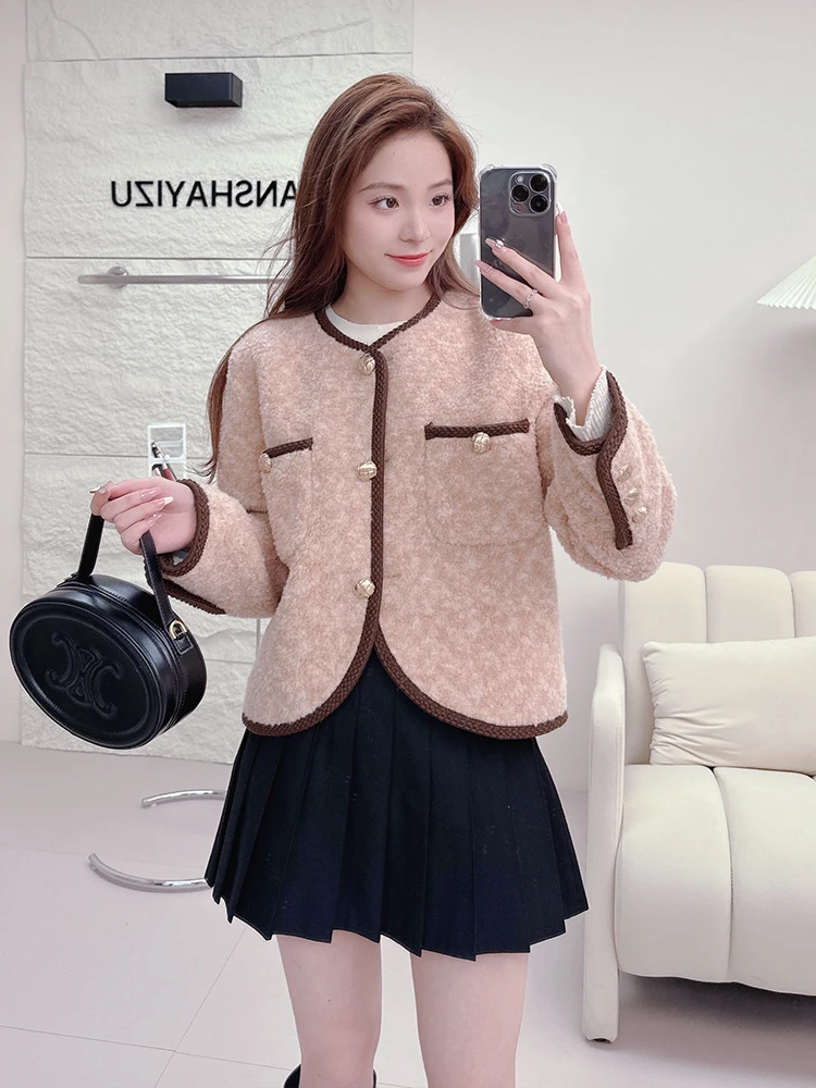 

Lady Real Wool Fur Winter Coat Women Sheep Shearling Warm Short Jacket Natural Female 2023 News Fur Genuine Ladies Buttons R46