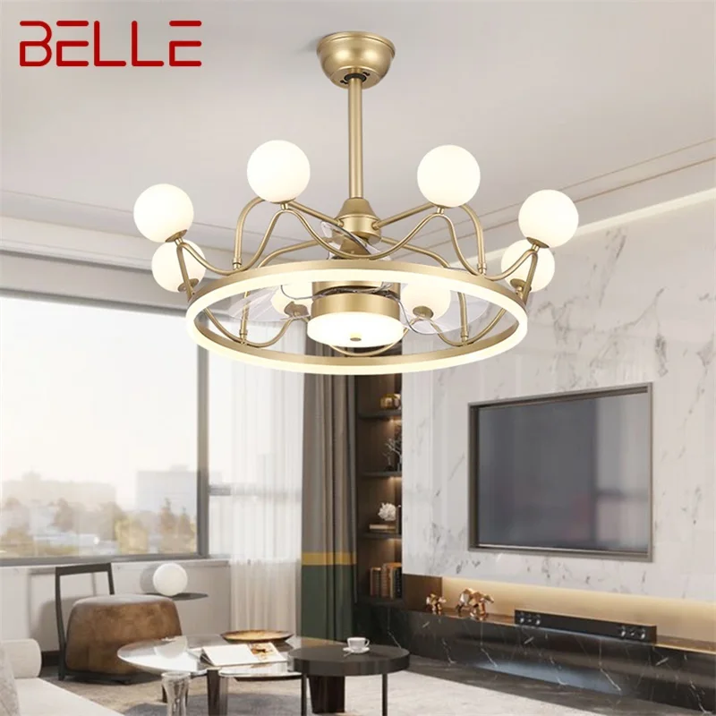 

BELLE Ceiling Lamps With Fan Gold With Remote Control 220V 110V LED Fixtures For Rooms Living Room Bedroom Restaurant