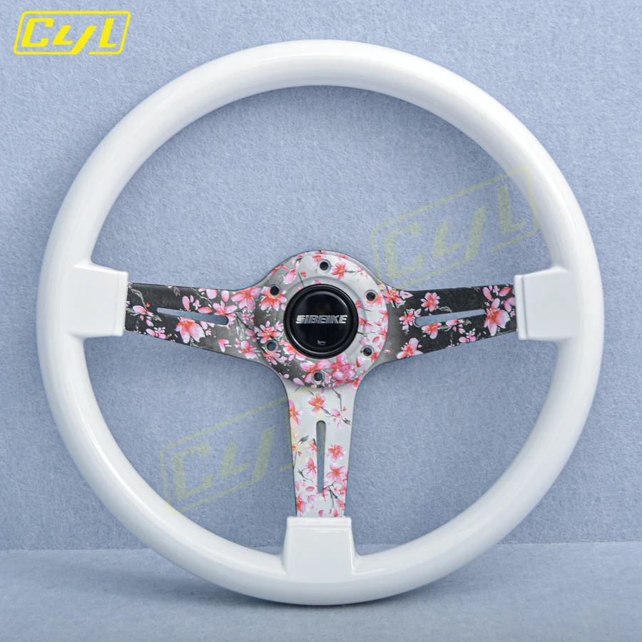 JDM-14inch-350mm-Universal-Sakura-Floral-Spoke-Steering-Wheel-Racing ...