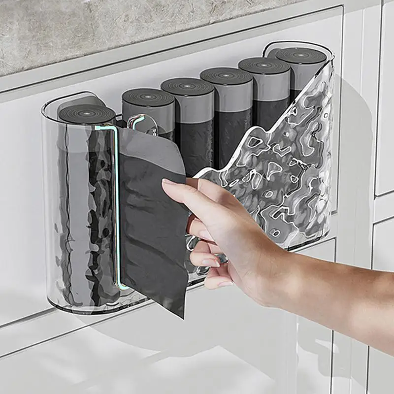 

Compact Multipurpose Trash Bag DispenserTrash Bag Organizer Wall Mounted Garbage Bag Dispenser Self-Adhesive Grocery Bag Holder