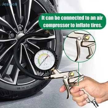 ♥Tire Inflator Gun with Pressure Gauge - Heavy-Duty Air Compressor Tool for Car Tire Inflation & Pressure Checking 1