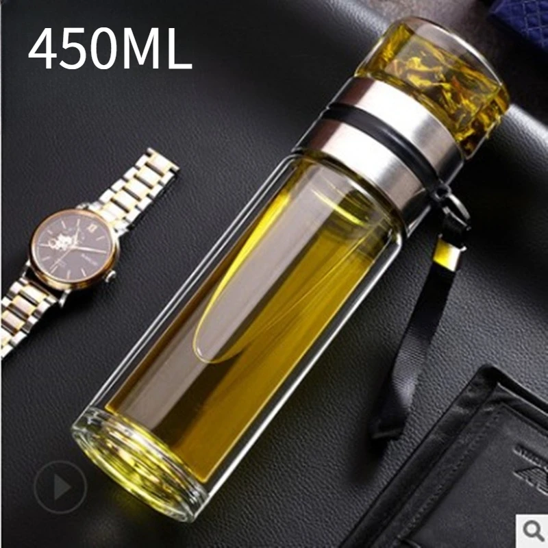 Double-Layer Glass Tea Infuser Bottle with Tea Filter