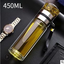 Double - Layer Glass Tea Infuser Bottle with Tea Filter - 450ML (A)
