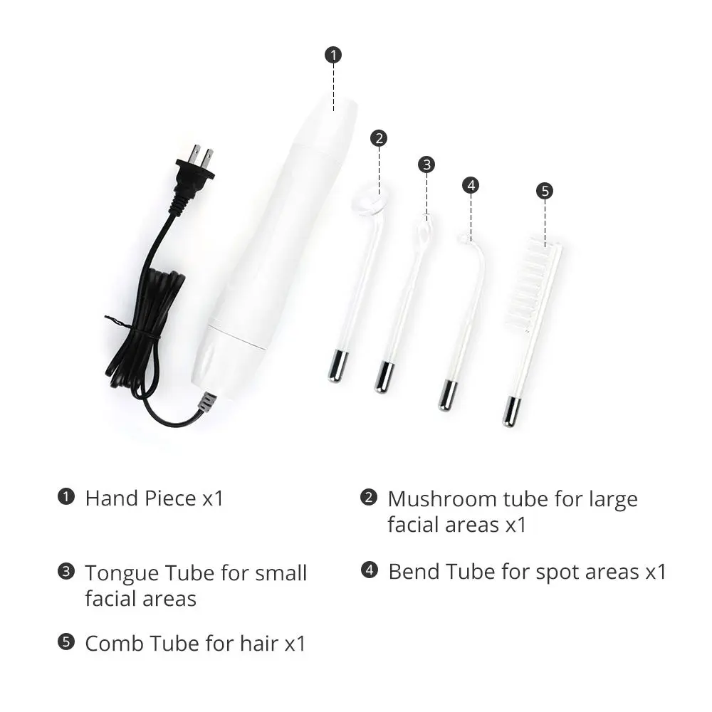 Darsonval Portable High Frequency Facial Machine Skin Therapy With 6 Neon & Argon Wands Remove Wrinkles Acne Facial Therapy Wand