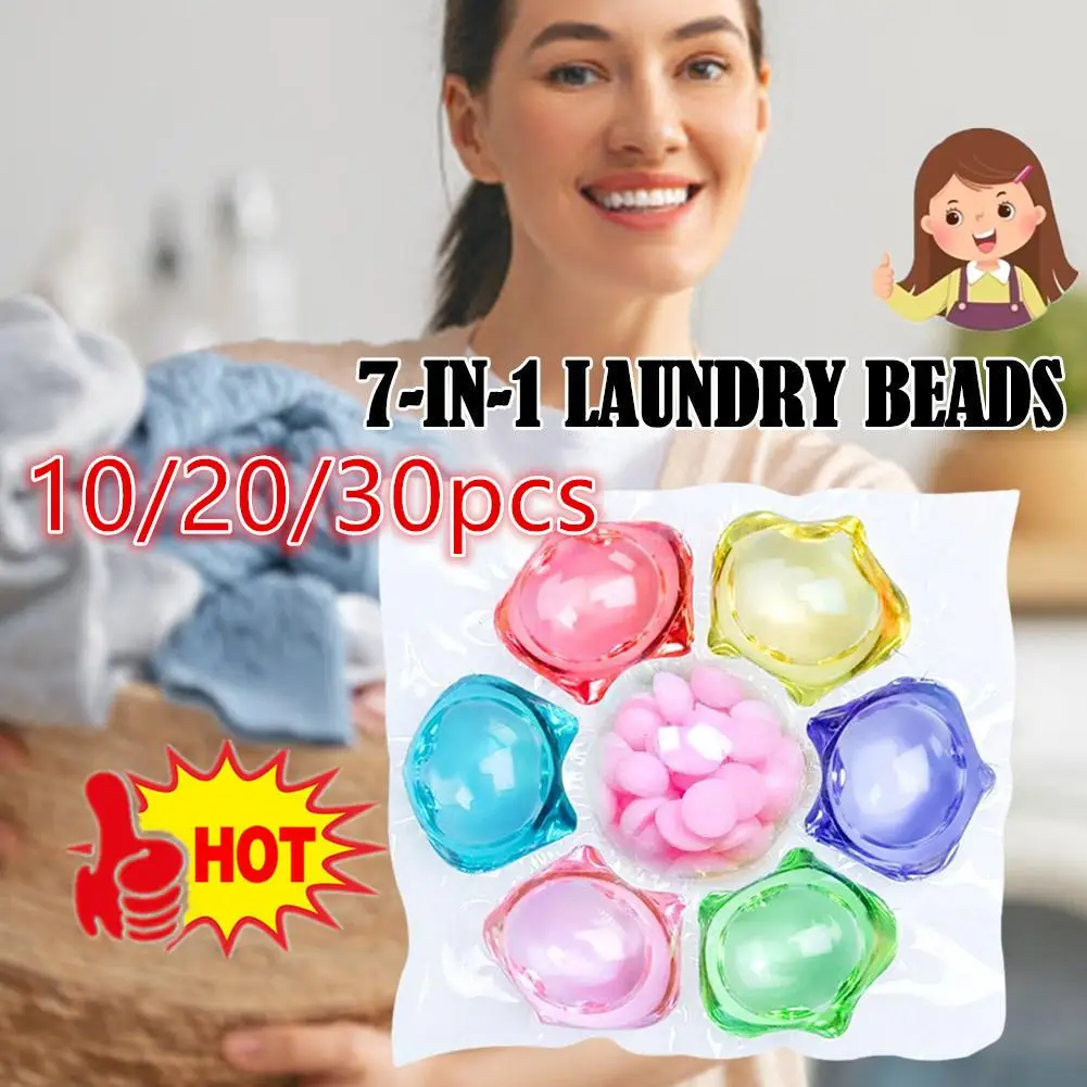 7-in-1 Laundry Beads Detergent Capsules Water-soluble Softener Fragrance Enhancer Long-lasting Cleaning