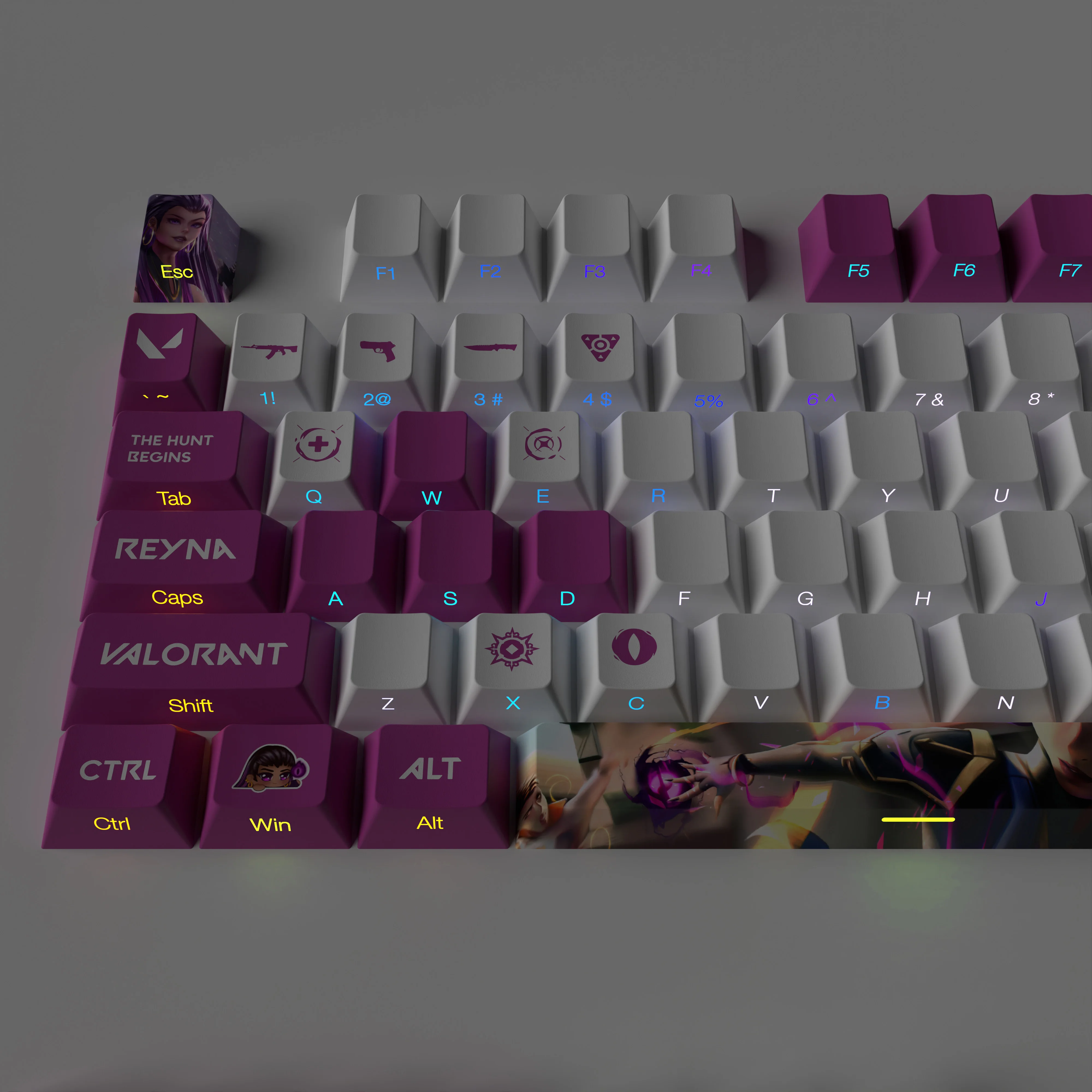 Valorant-valorant Lado Transparente Impressão Keycaps Pbt Dye Sub Conjunto Completo Perfil Cereja Keycaps Jogo - Imagem 6