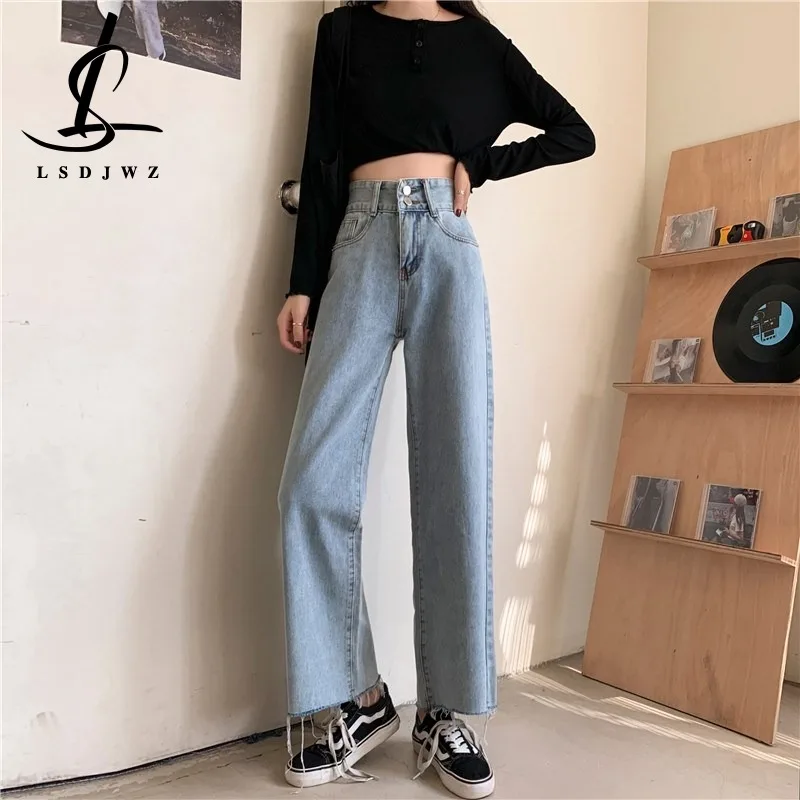 

Denim Korean Fashion Vintage Jeans Woman High Waist Female Clothing Women's Pants Straight Leg Jeans Streetwear Newjeans Y2k