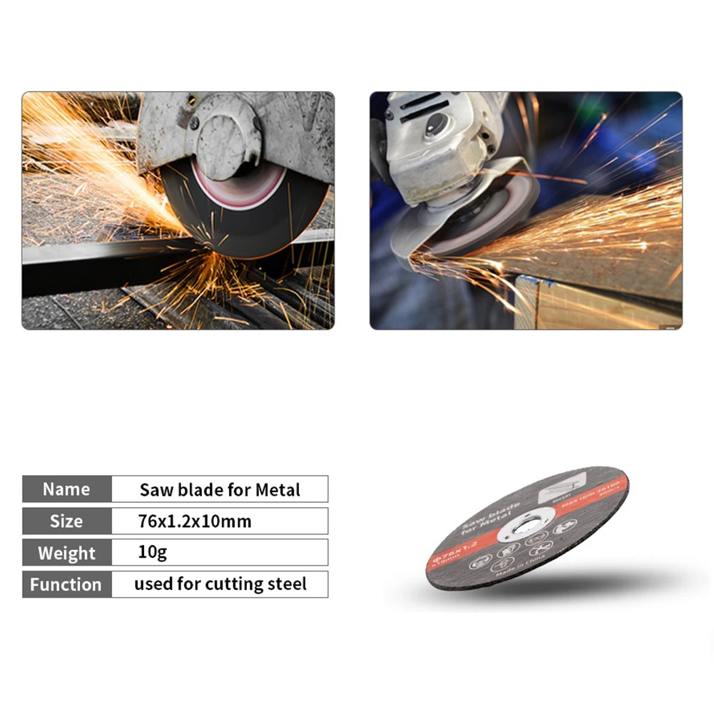 76mm 3in Cutting Disc Kit Circular Resin Grinding Wheel Saw Blade Angle Grinder Diameter Cutting Wheel Metal Steel Cutting Disc 370w centrifugal fan impeller stainless steel impeller 8 inch turbine high temperature resistant fan blade diameter 203