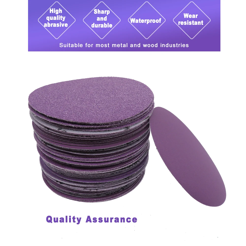 4 Inch Purple Sandpaper 20Pcs Sanding Discs Hook & Loop Suitable for Polishing and Clearing for Automotive Metal Wood Furniture