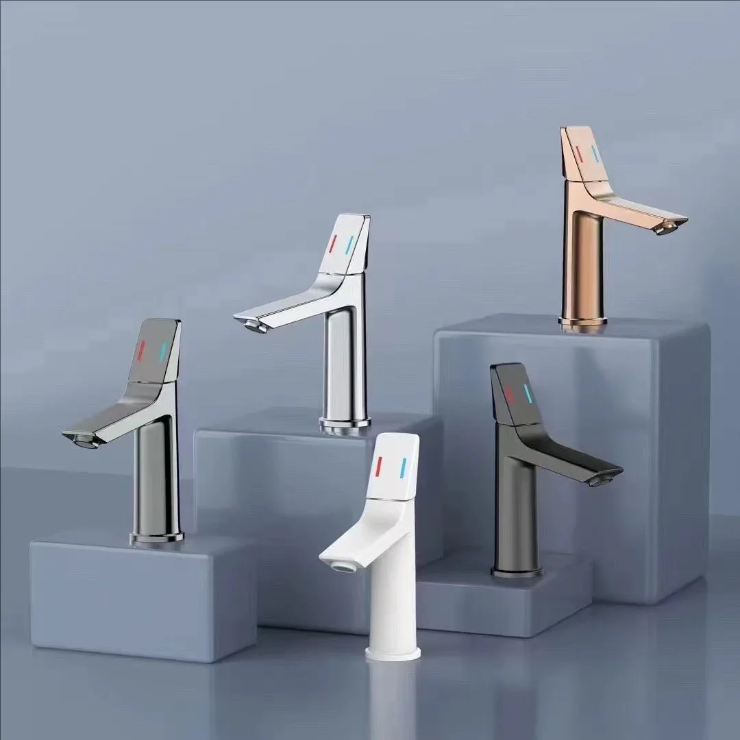 สีขาวห้องน้ําอ่างล้างจานอ่างล้างหน้าก๊อกน้ําเย็นและร้อนอ่างล้างหน้าผสมก๊อกเดี่ยว Matt สีดําหรูหราอ่างล้างหน้า 1