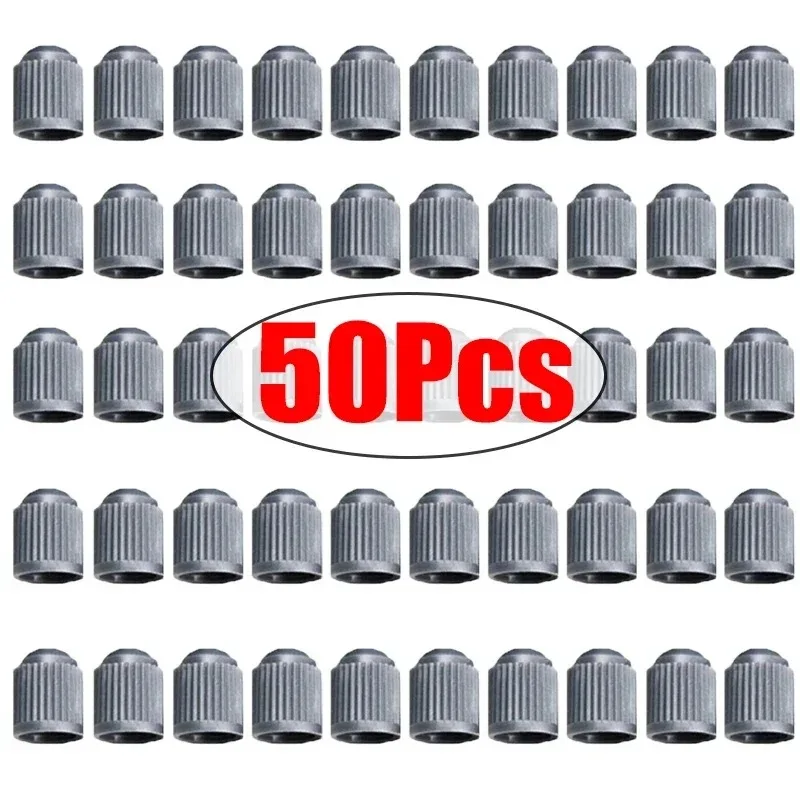 50-Pack Black Tire Valve Caps with O-Ring Seal - Universal Dust Covers