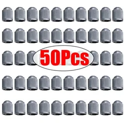 50 - Pack Black Tire Valve Caps with O - Ring Seal - Universal Dust Covers (Grey)