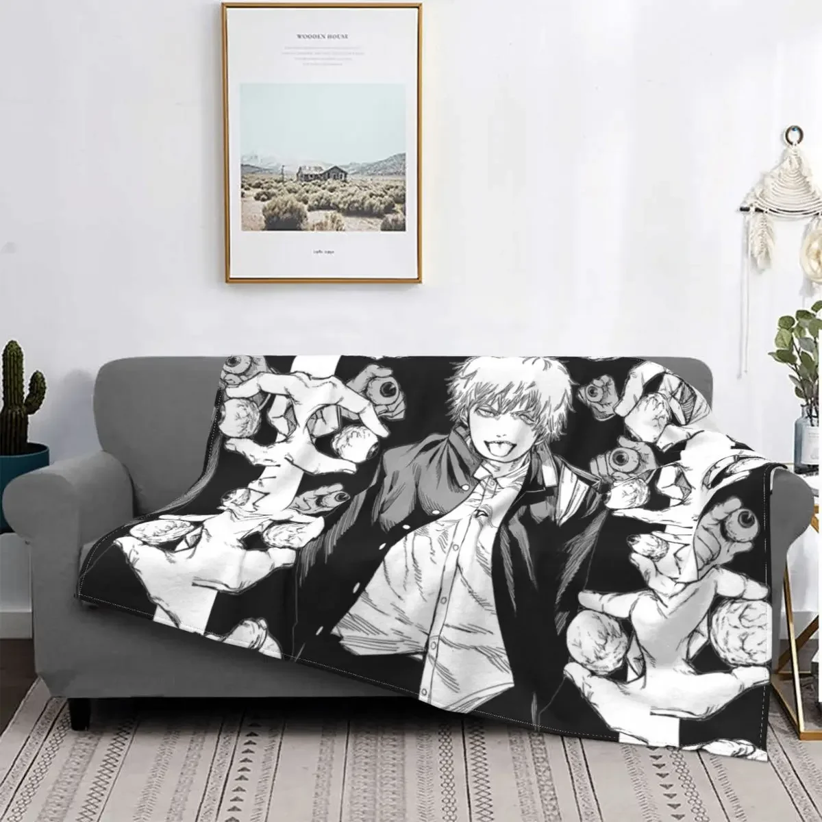 

Savage Denji Chainsaw Man Blanket Flannel Spring/Autumn Anime Ultra-Soft Throw Blanket for Sofa Outdoor Bedding Throws