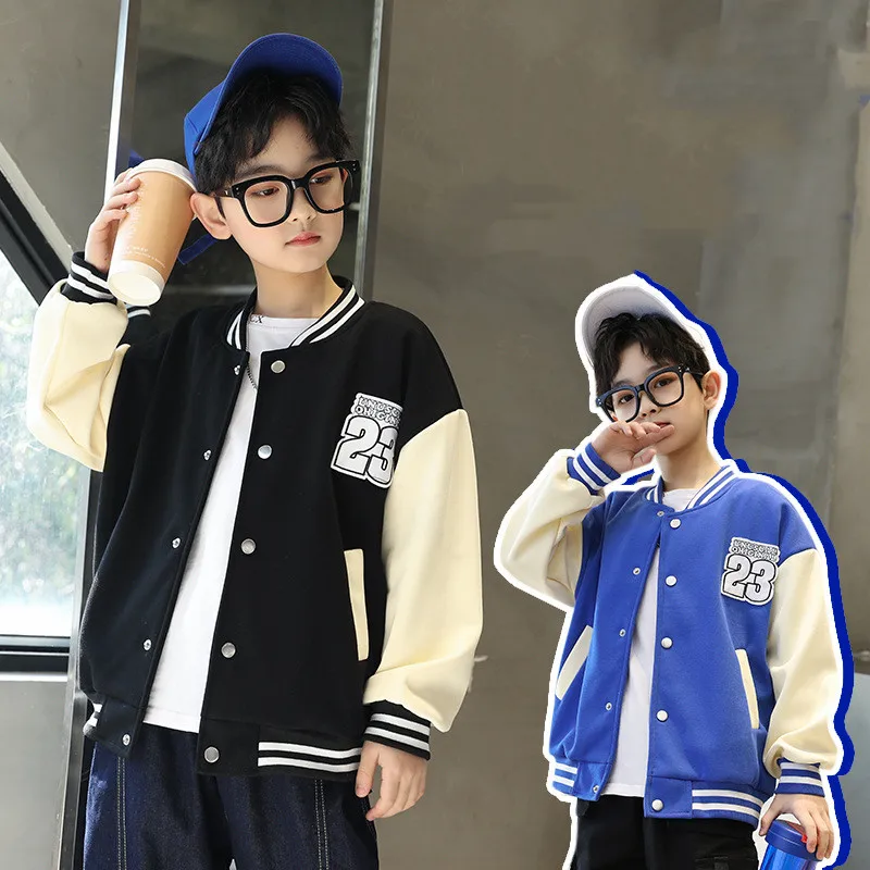 

Children Boys Spring Jacket Baseball Tops Cottons Kids Clothes For Teen Sports Coats School Boys Outerwear 5 7 9 11 13 14 Years