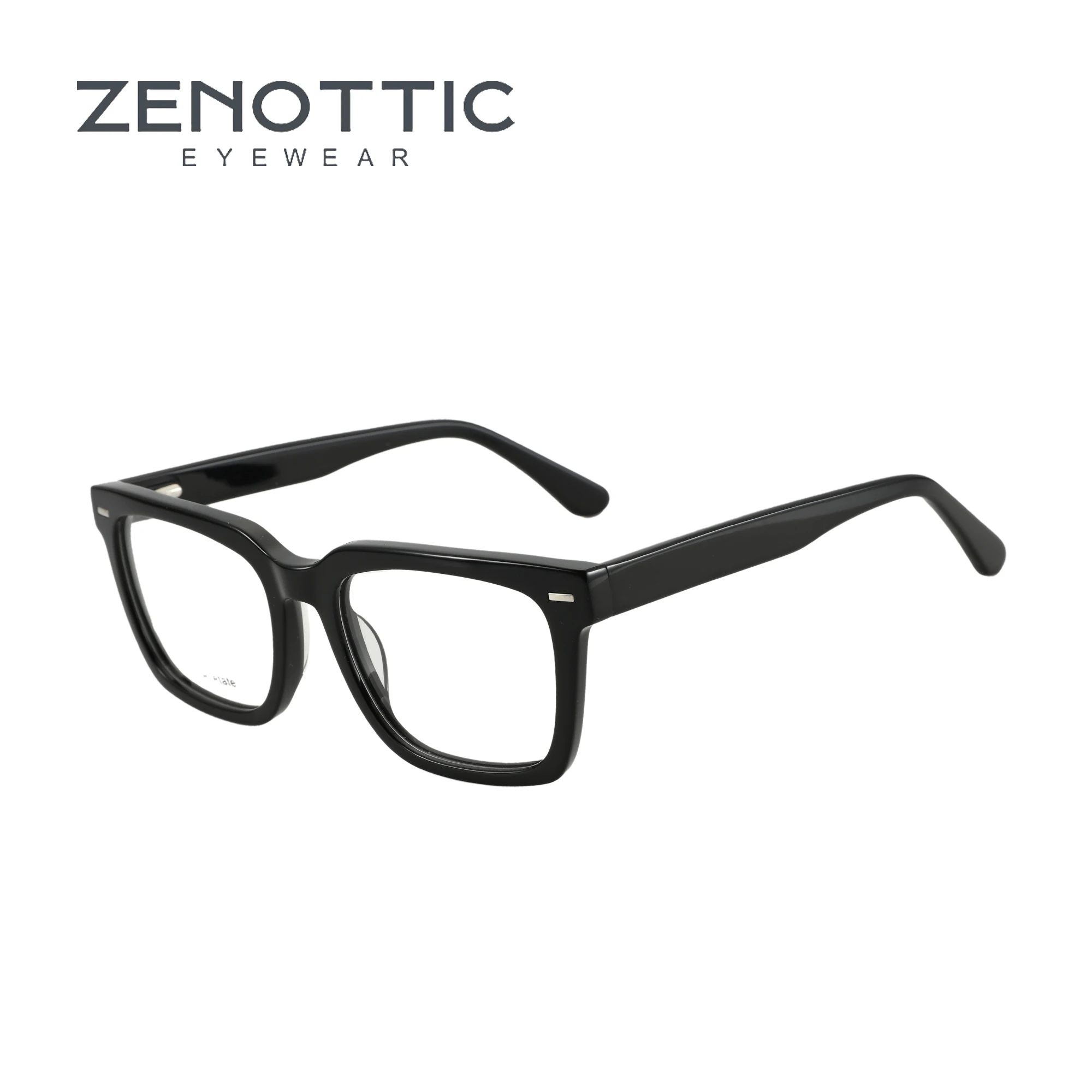 ZENOTTIC (L Size) s Acetate Glasses Thick Frame Black Eyewear Fashion Non-Prescription Square Eyeglasses for Me