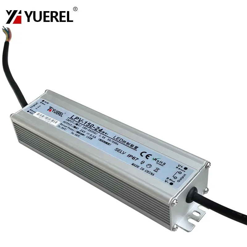 IP67 LPV 100W 120W 150W Outdoor Waterproof Switch Power Supply 240VAC 180VAC to 12V 24V DC LED Outdoor Transformer