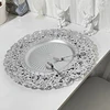 13inch Luxury Hollow Flower Tray Plastic Home Dining Plate Wedding Dessert Cake Tray Western Steak Kitchen Dish Charger 100pcs 4
