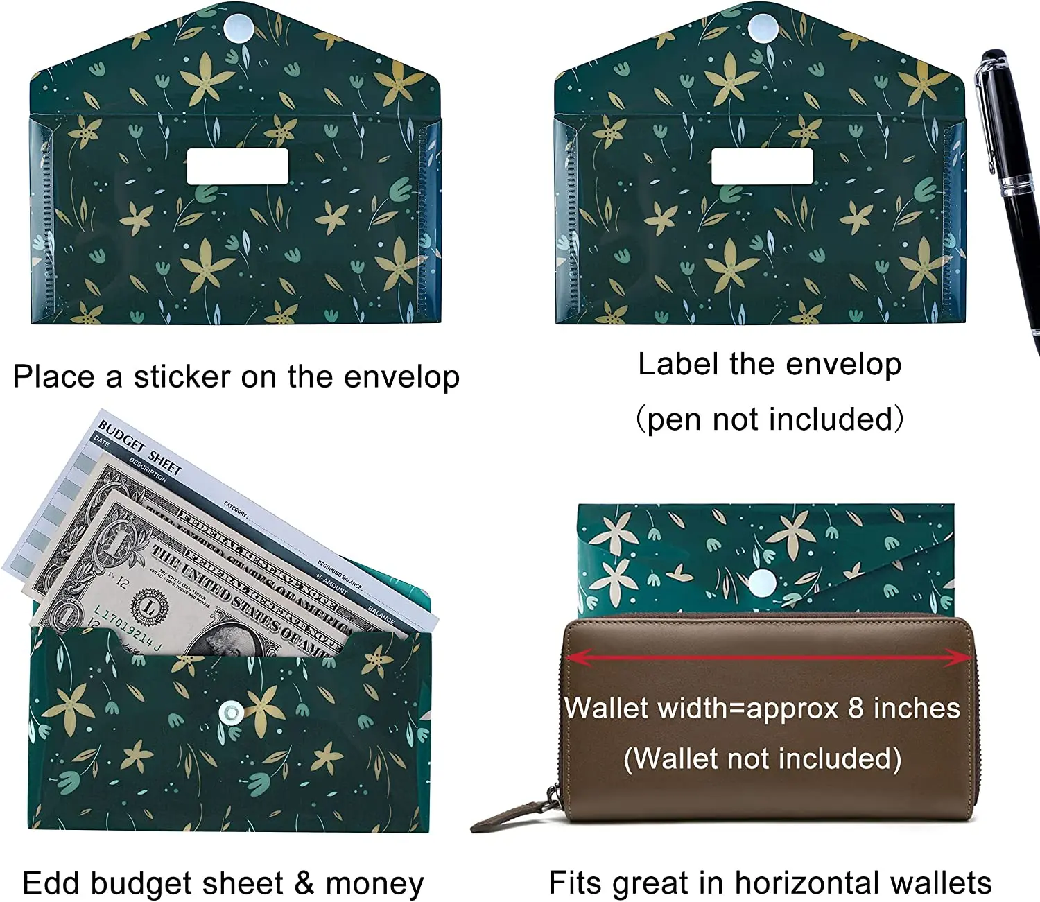 32 Cash Envelopes 15 Waterproof Reusable plastic budget envelopes 15 expense tracking budget sheets and 24 billing plan stickers