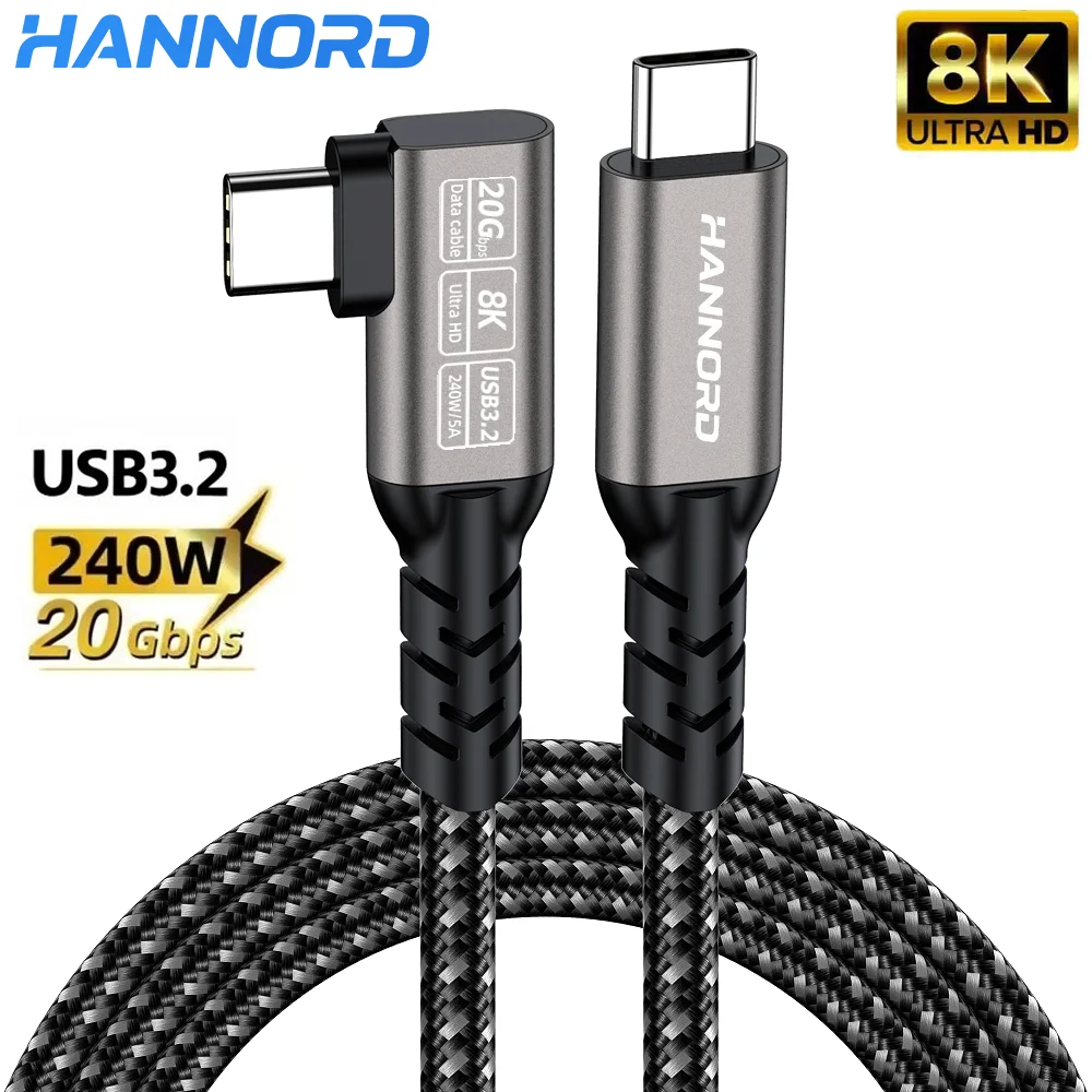 Hannord USB C 3.2 Gen 2 유형 C 케이블 20Gbps 8K@60HZ 비디..