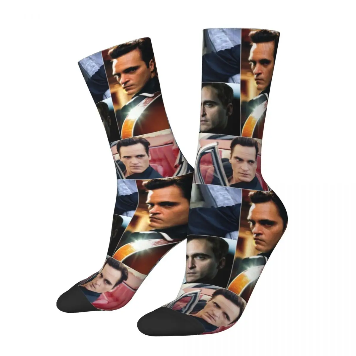 

Happy Funny Men's Socks Retro Joaquin Phoenix Rectangular Photo Collage Product Soft Graphic Dress Socks All Season