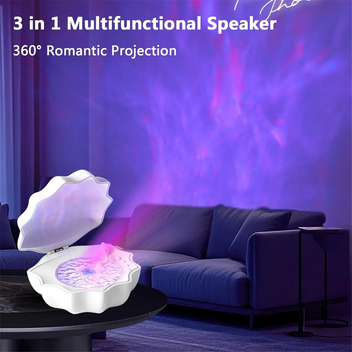 Moana Shell Speaker Shell Lamp Wireless Bluetooth Speaker Subwoofer Sleeping Desktop Ornaments Gift for Friends Blue